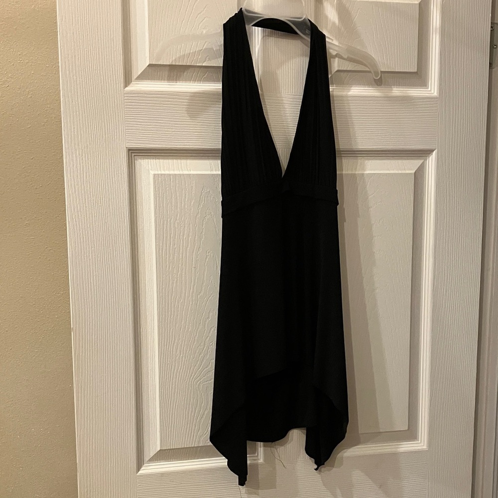 rave Black Halter V-Neck Top